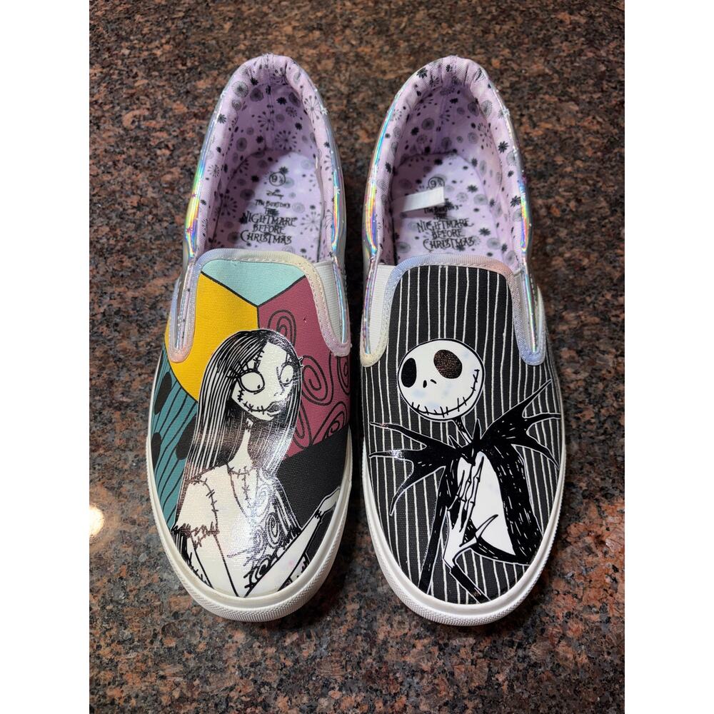 Disney The Nightmare Before Christmas Jack & Sally Slip On Sneakers Size 9.5 - Picture 2 of 13